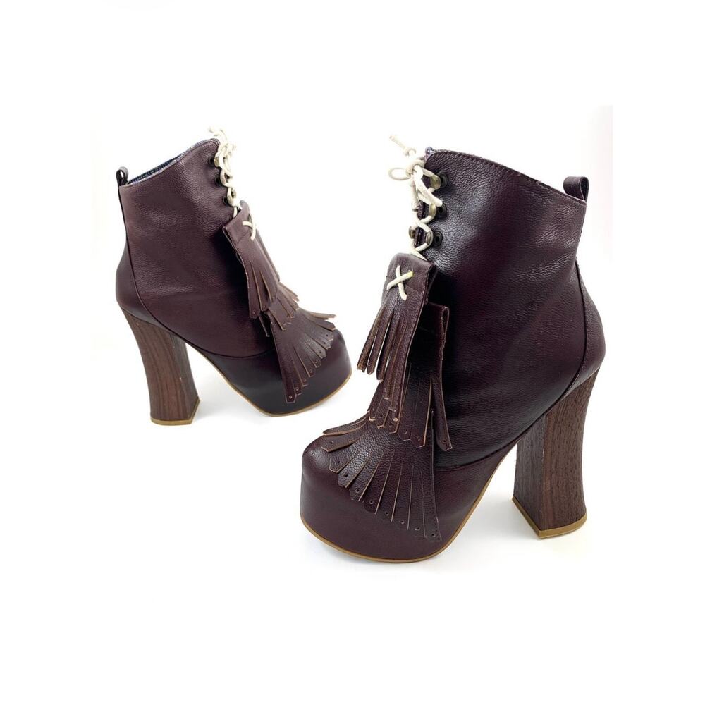 Brand new 2012 super platform brown leather Mary Jane tassel boots - Picture 12 of 15